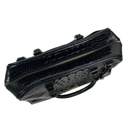 Brahmin Marissa Leather Satchel Bag Black Alden Road Croc