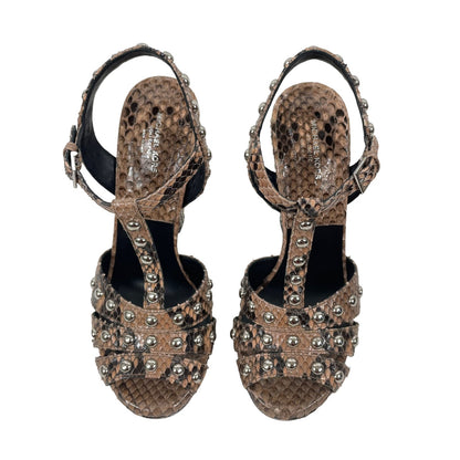 Michael Kors Rosanna Sandals Genuine Python Studded Size 37.5