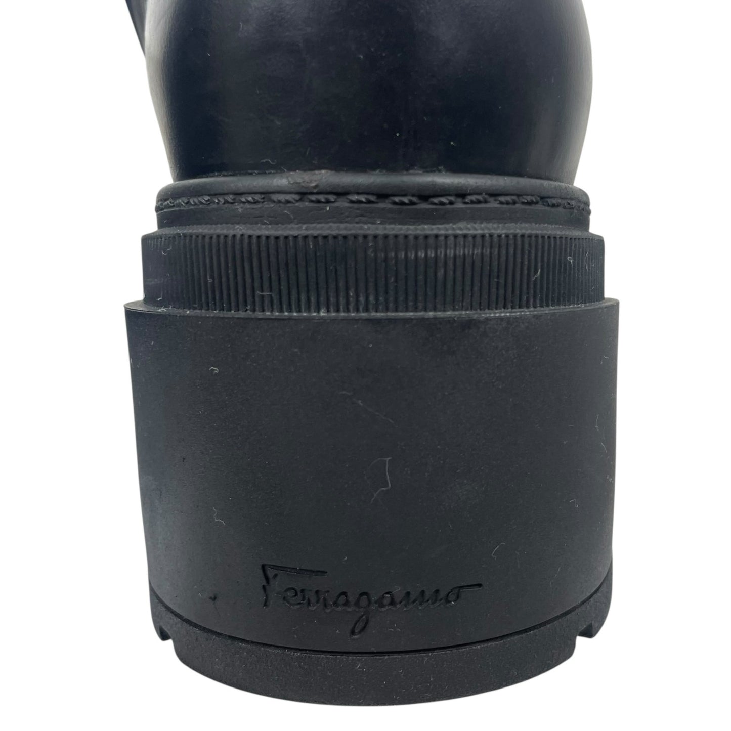 Salvatore Ferragamo Vara bow Lace Up Leather Combat Boots Black Size 9.5