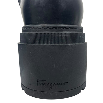 Salvatore Ferragamo Vara bow Lace Up Leather Combat Boots Black Size 9.5