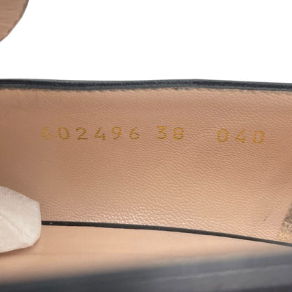 Gucci Double GG Logo Square Toe Slip On Leather Loafer Black Size 38
