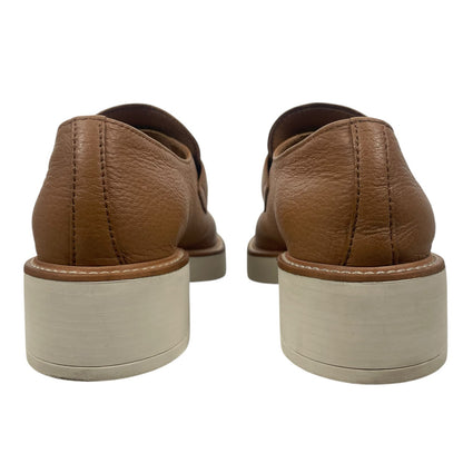 Prada Triangle Logo Pebble Leather Platform Loafer in Brown Size 37.5