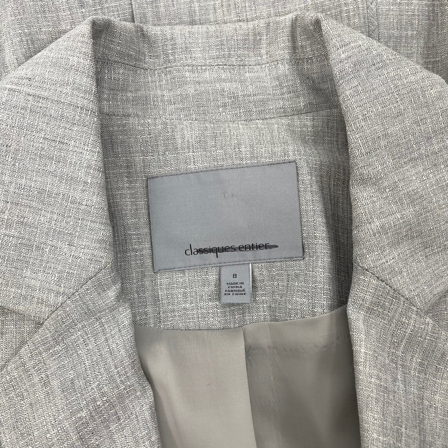 Classiques Entier Wool Blazer Jacket Suit One Button Light Gray Size 8