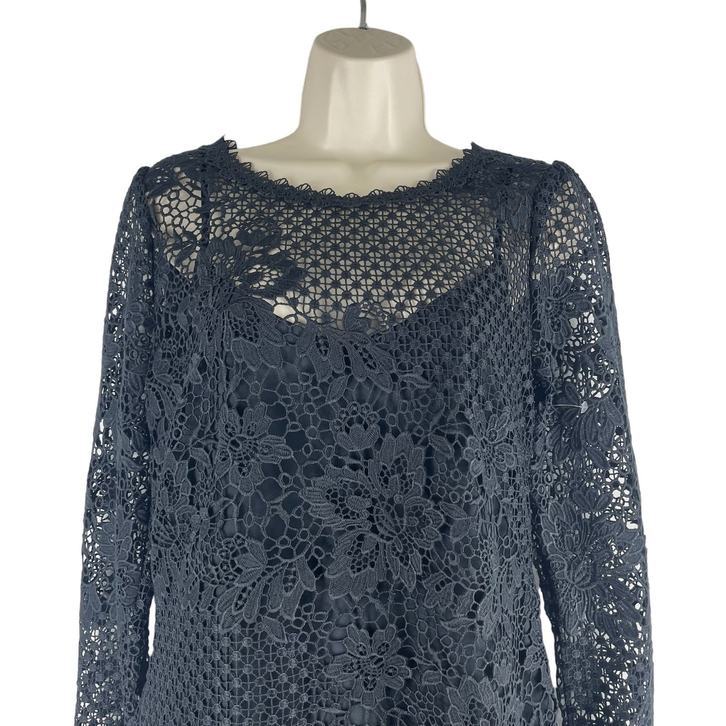 Joie Hemera Lace Yoke Long Sleeve Mini Dress Elegant Black Size 8