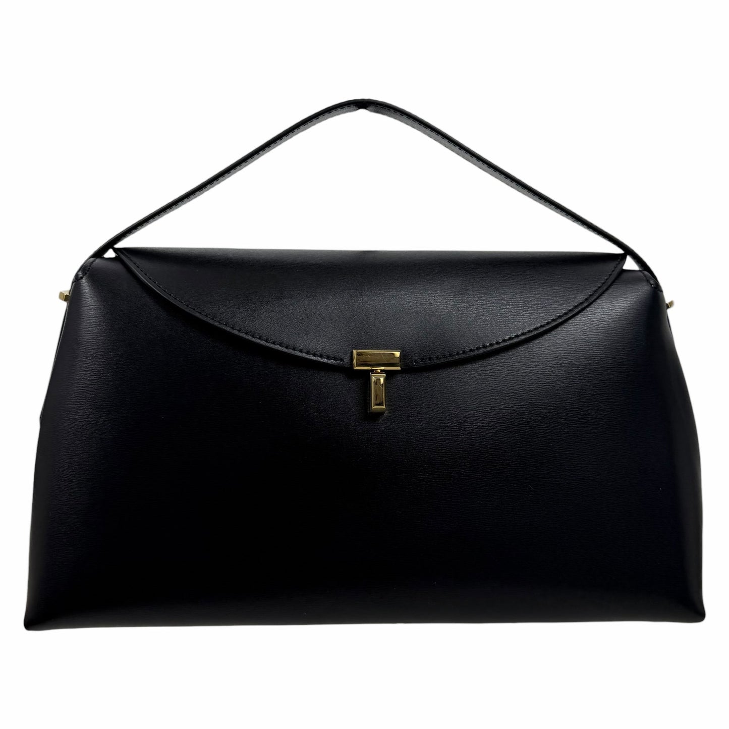 Toteme T Lock Leather Top Handle Satchel Bag Black Gold