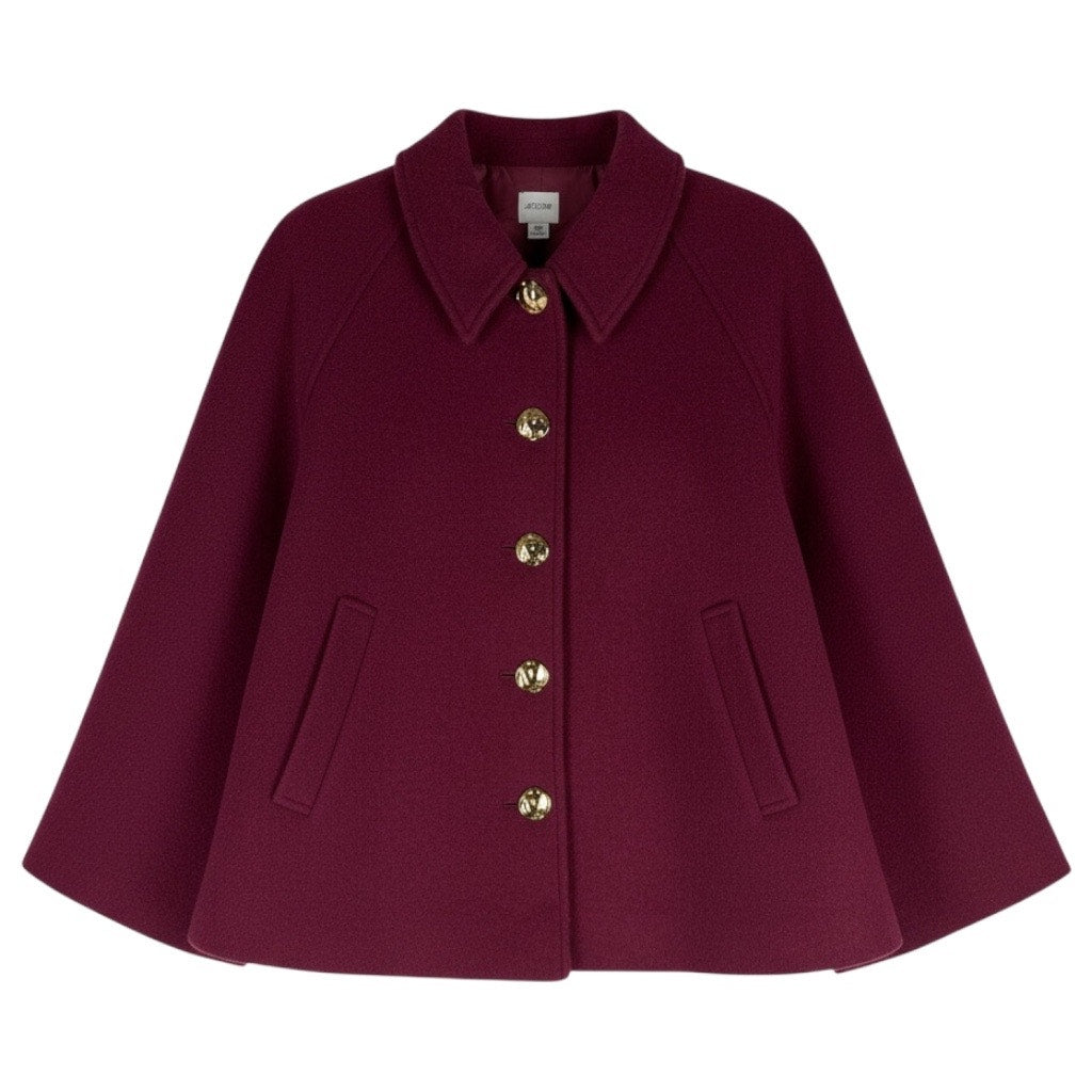 J. Crew Cropped Wool Blend Swing Coat Vintage Burgundy Size M Petite