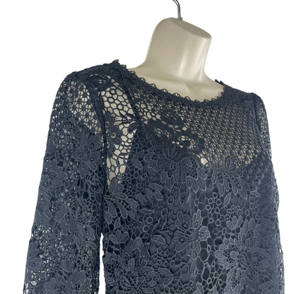 Joie Hemera Lace Yoke Long Sleeve Mini Dress Elegant Black Size 8