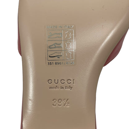 Gucci Double GG T Strap Patent Leather Ballet Flat Pink Size 39.5