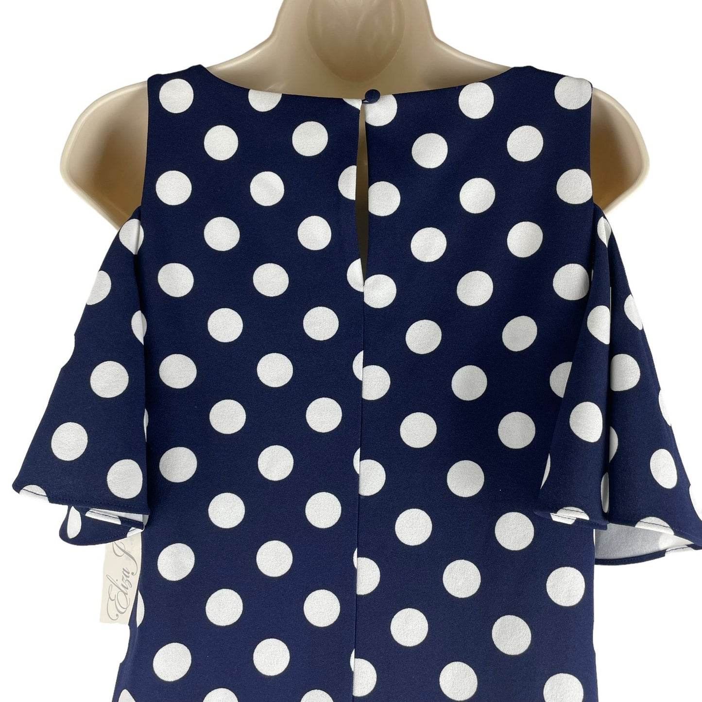 Eliza J Cold Shoulder Polka Dots Mini Dress Navy White Size 2