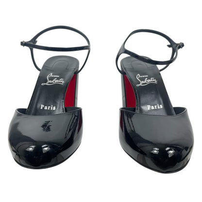 Christian Louboutin Jane 85 Patent Leather Pump Ankle Strap Black Size 40