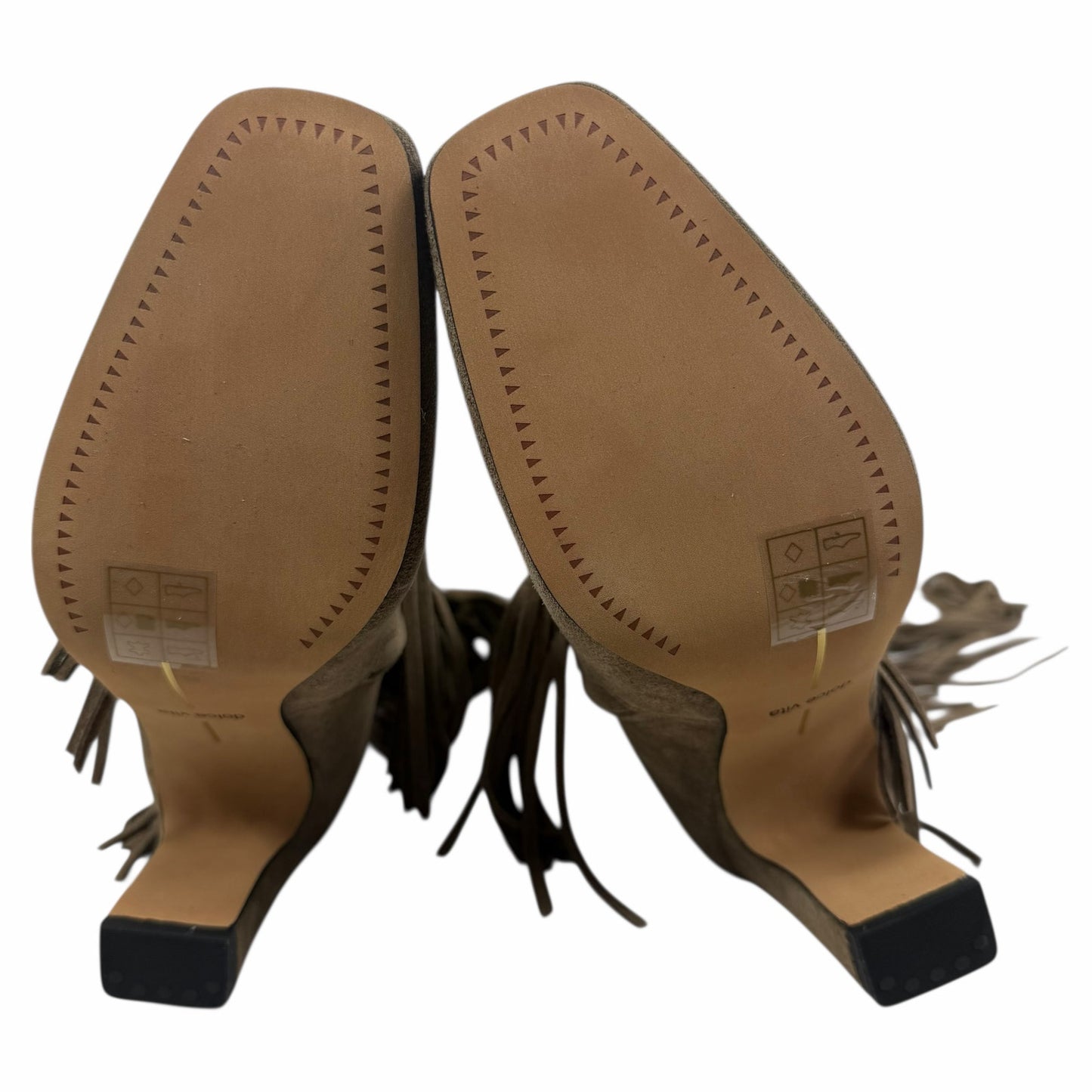 Dolce Vita Giano Fringed Knee High Heeled Boots Olive Suede Size 7.5