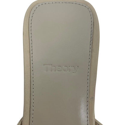 Theory Twisted Leather Sandal Slide Open Toe Beige Women Size 38