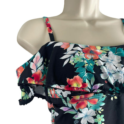 Tommy Bahama Floral Springs Flounce Tankini Top Swim Size XS