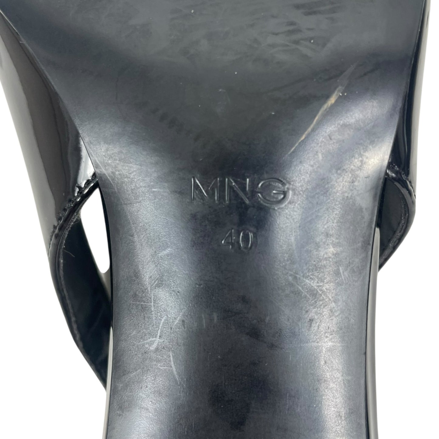 Mango Patent Leather Effect Slingback Mary Jane Pump Black Size 40