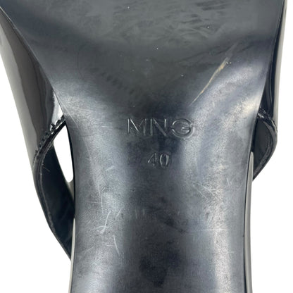 Mango Patent Leather Effect Slingback Mary Jane Pump Black Size 40