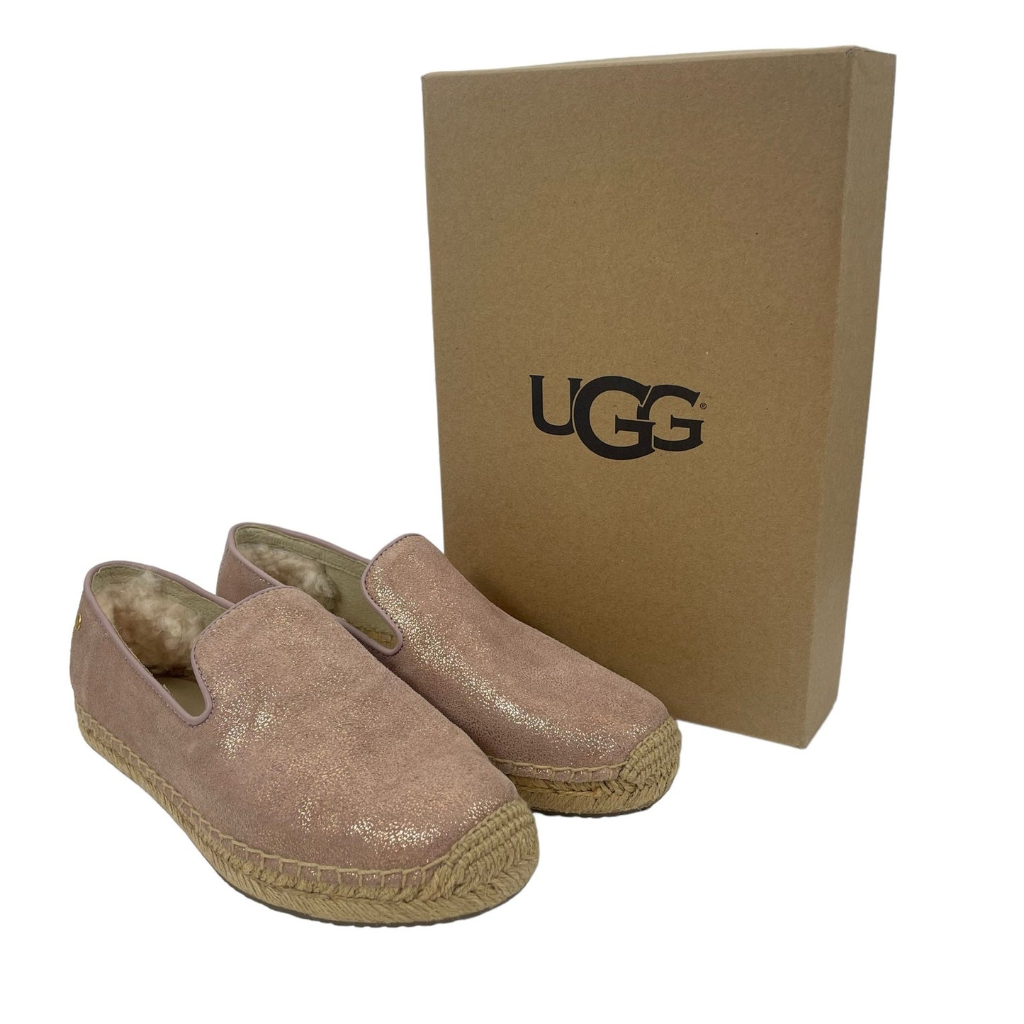 UGG W Sandrinne II Espadrille Flats Slip On Rose Gold Size 6