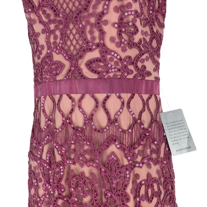 Tadashi Shoji Miranda Sequin Embroidered Cocktail Dress Mauve Size 4