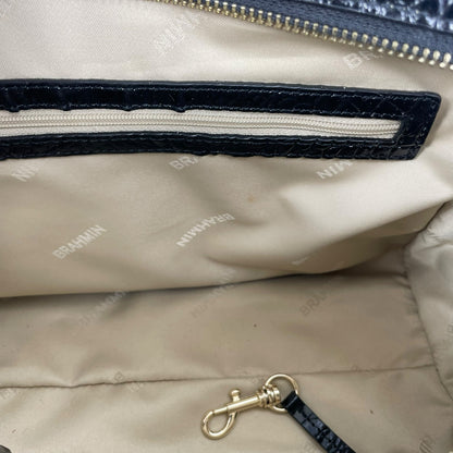 Brahmin Marissa Leather Satchel Bag Black Alden Road Croc