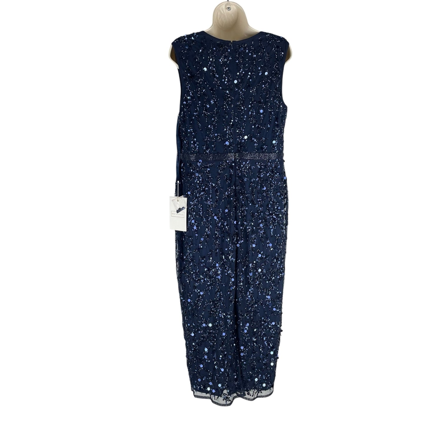 Mac Duggal Sequin Sleeveless Midi Dress 93767 Midnight Blue Size 12