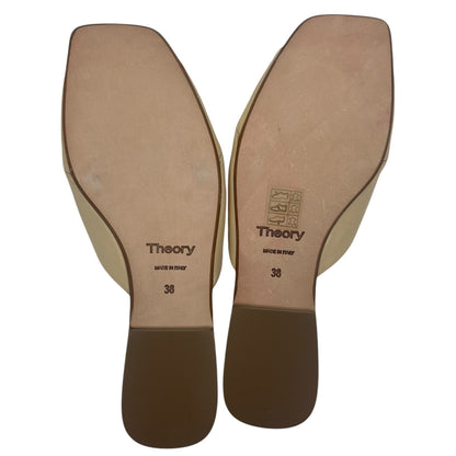Theory Twisted Leather Sandal Slide Open Toe Beige Women Size 38