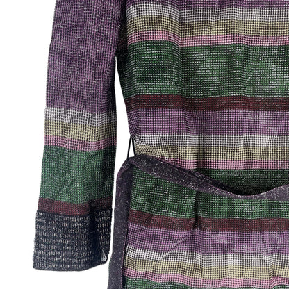 M Missoni Metallic Striped Cardigan Color Block Belt Tie Size 6