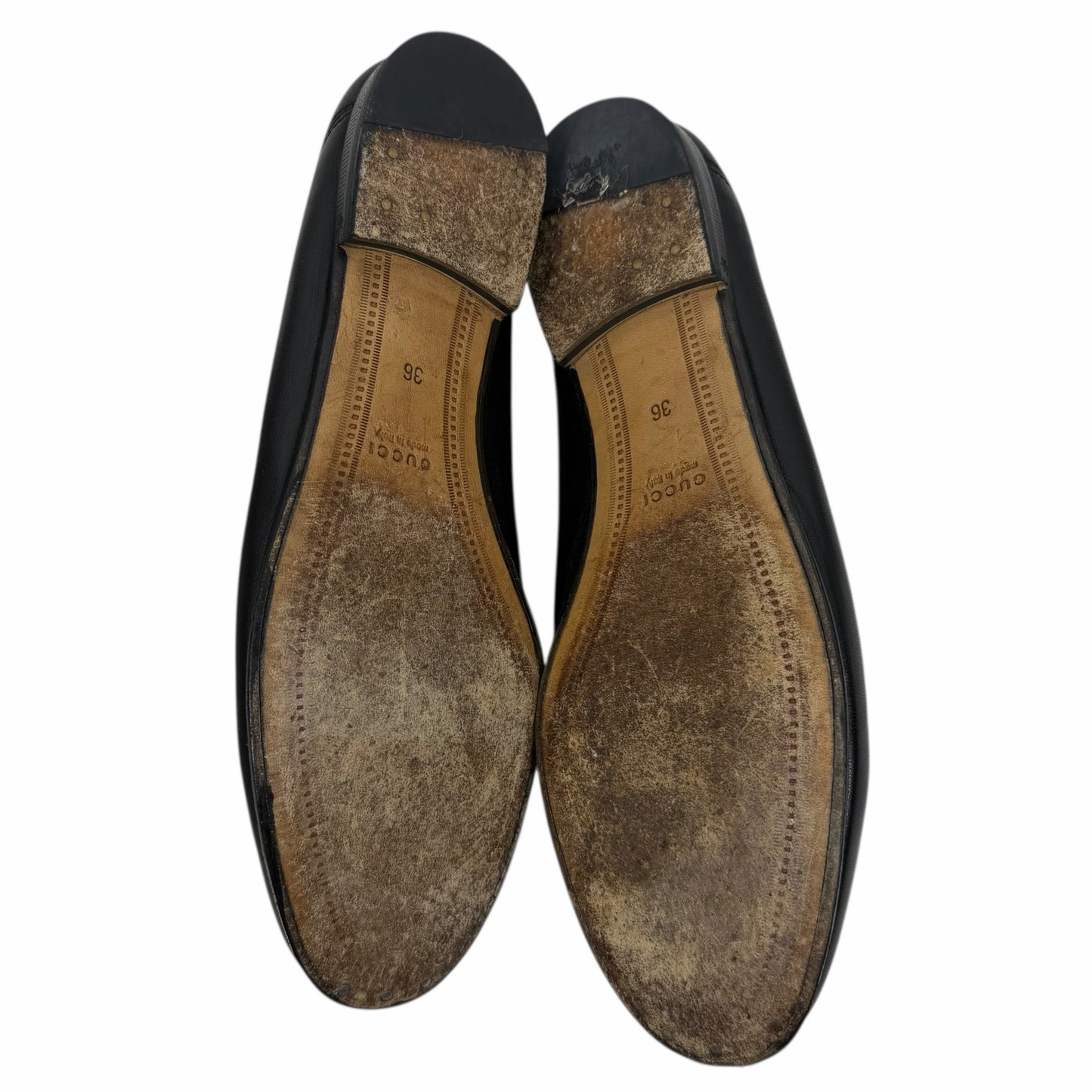 Gucci Brixton Leather Horsebit Loafers Mules Slide Black Size 36