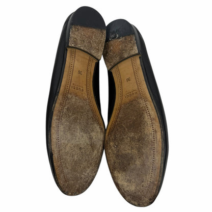 Gucci Brixton Leather Horsebit Loafers Mules Slide Black Size 36