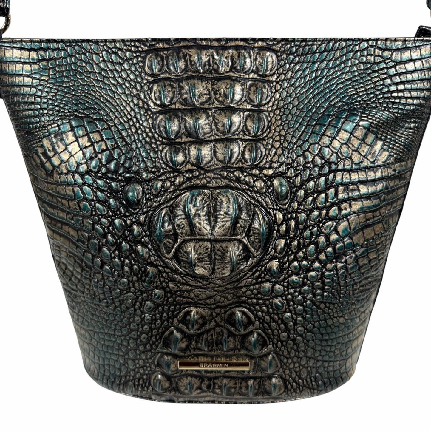 Brahmin Quinn Agata Melbourne Bucket Bag Metallic Green