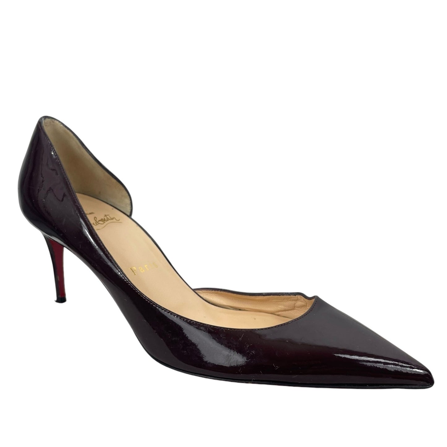 Christian Louboutin Iriza 70mm Half d'Orsay Pumps Dark Red Size 38.5