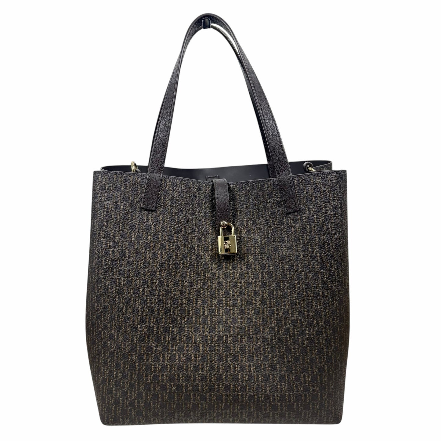 Carolina Herrera Matryoshka Locked CH Logo Medium Handbag Brown
