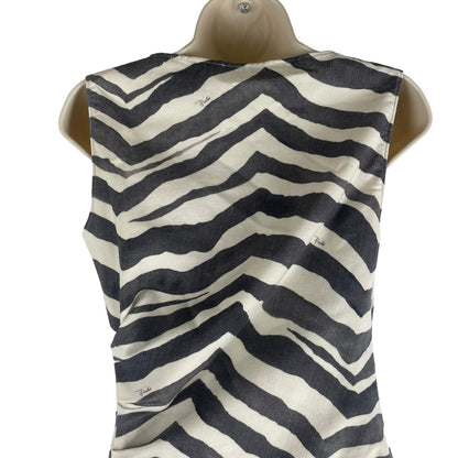 Emilio Pucci Zebra Wool Blend Fitted Dress Knee Length Gray Size 10