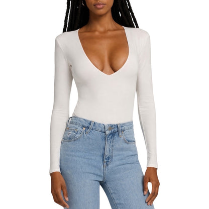 Good American Good Body Power Shoulder Bodysuit Ivory Size 5/ 2X