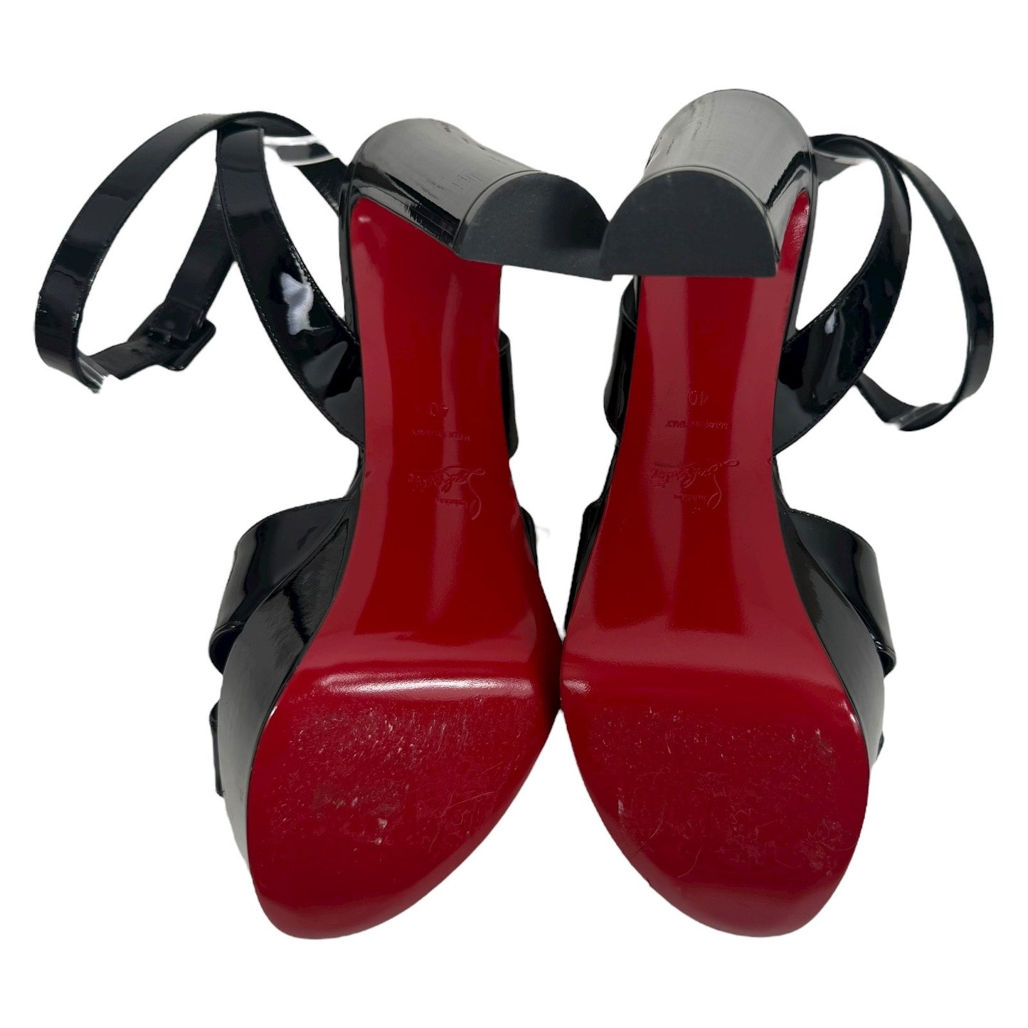 Christian Louboutin Supramariza 130 Patent Platform Sandal Black Size 40