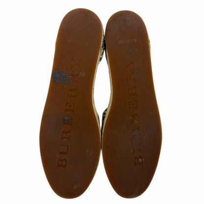 Burberry Abbington Nova Check Ankle Strap Espadrille Flats Black Size 41