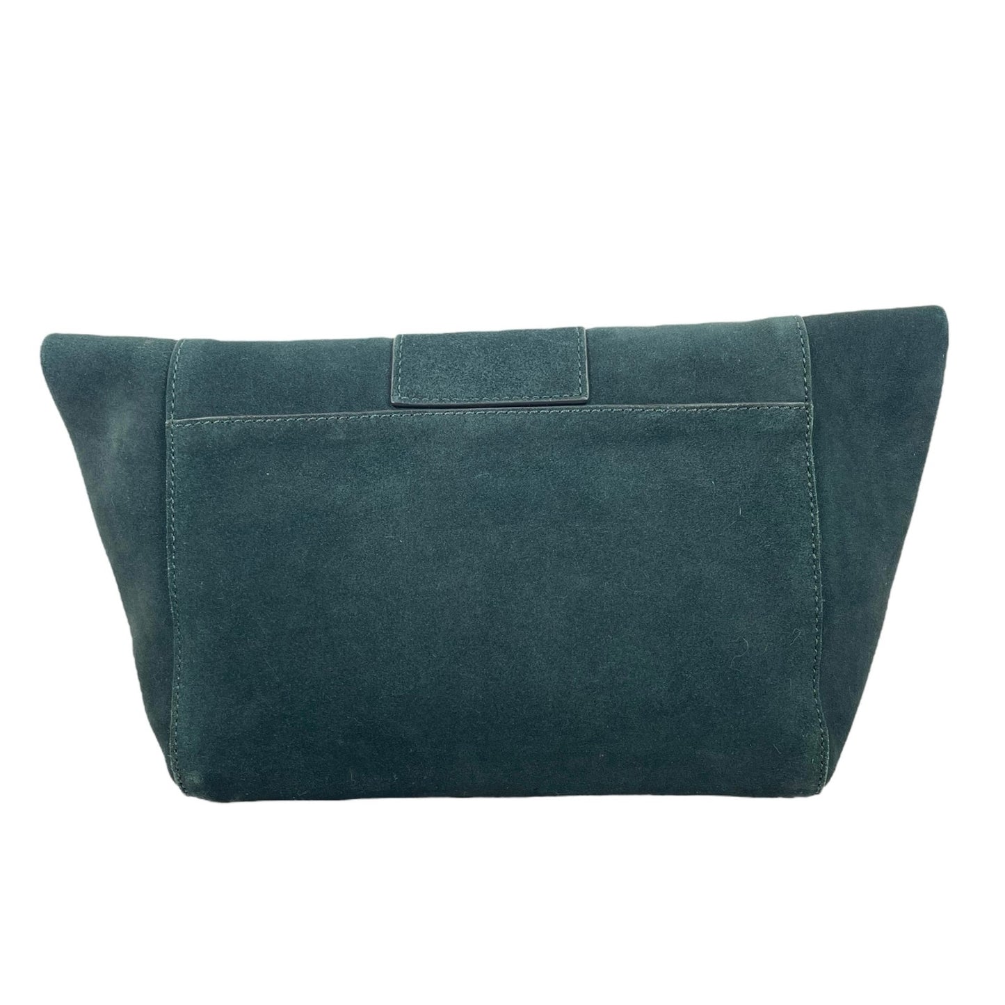 Banana Republic Leather Tab Oversized Clutch Bag Suede Pixie Dust Green