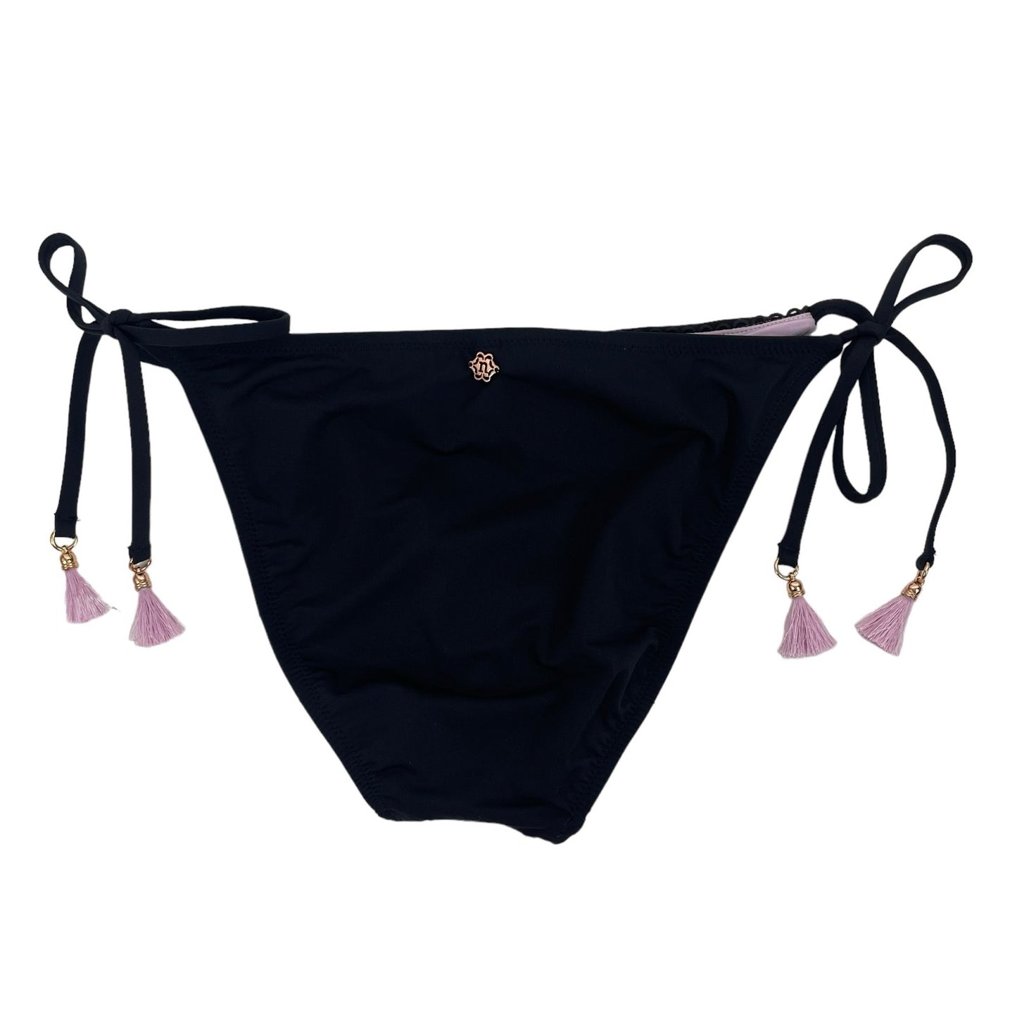 Nanette Lepore Vamp Swim Bikini Bottom Tassel Tie Black Size 10