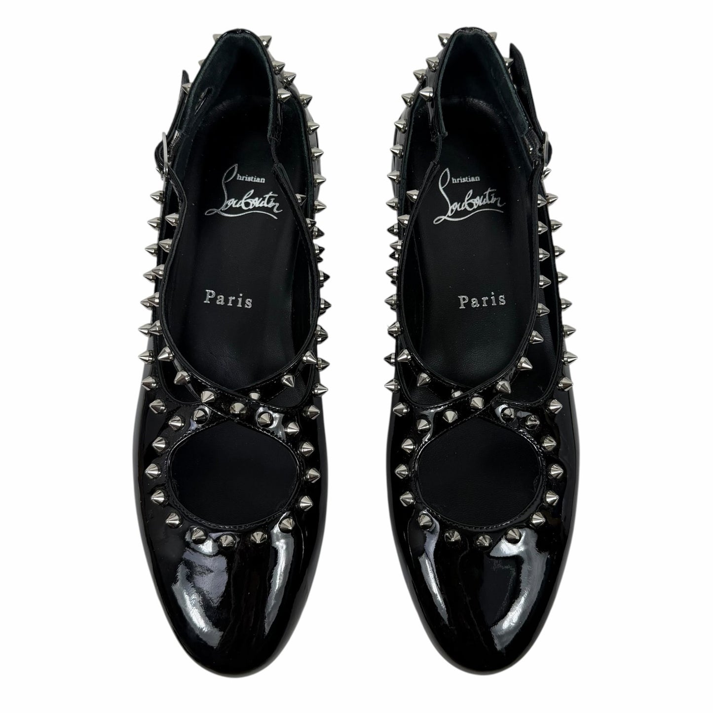 Christian Louboutin Pilouta Jane Spiked Patent Flats Black Size 36.5