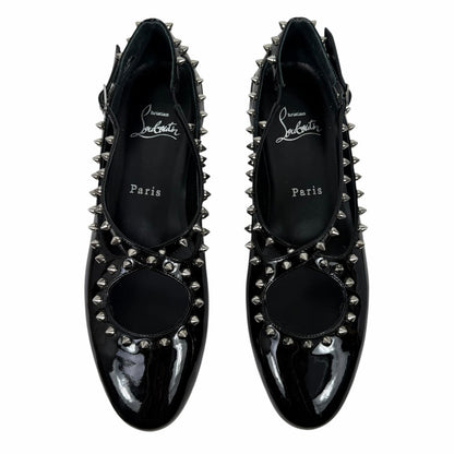 Christian Louboutin Pilouta Jane Spiked Patent Flats Black Size 36.5