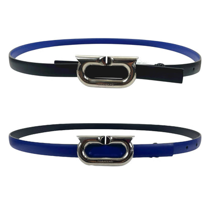 Salvatore Ferragamo Gancio Ellipse Skinny Leather Belt Size 80/32"