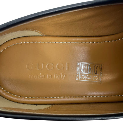 Gucci Jordaan Loafers Black Leather Gold Horsebit Men Size 8.5/ 9