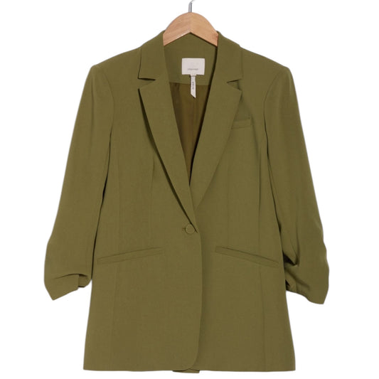 Cinq a Sept Khloe Crepe Ruch Sleeve Blazer Jacket Olive Green Size 2