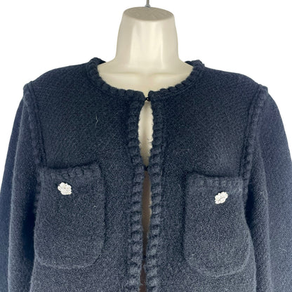 J. Crew Odette Sweater Lady Jacket with Jewel Buttons Black Size M