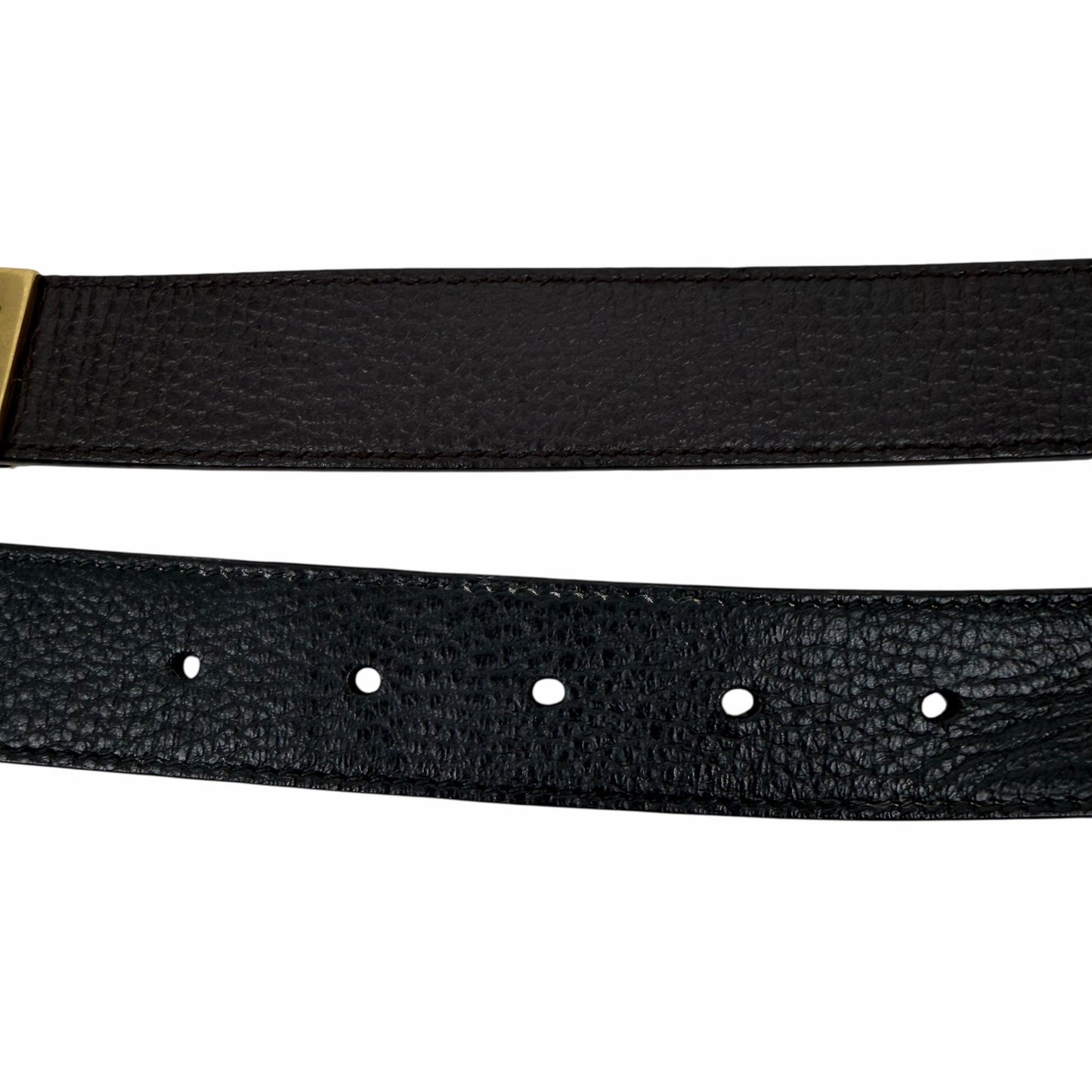 Gucci Double GG Reversible Leather Belt Black Brown Gold Buckle Size 120/ 48