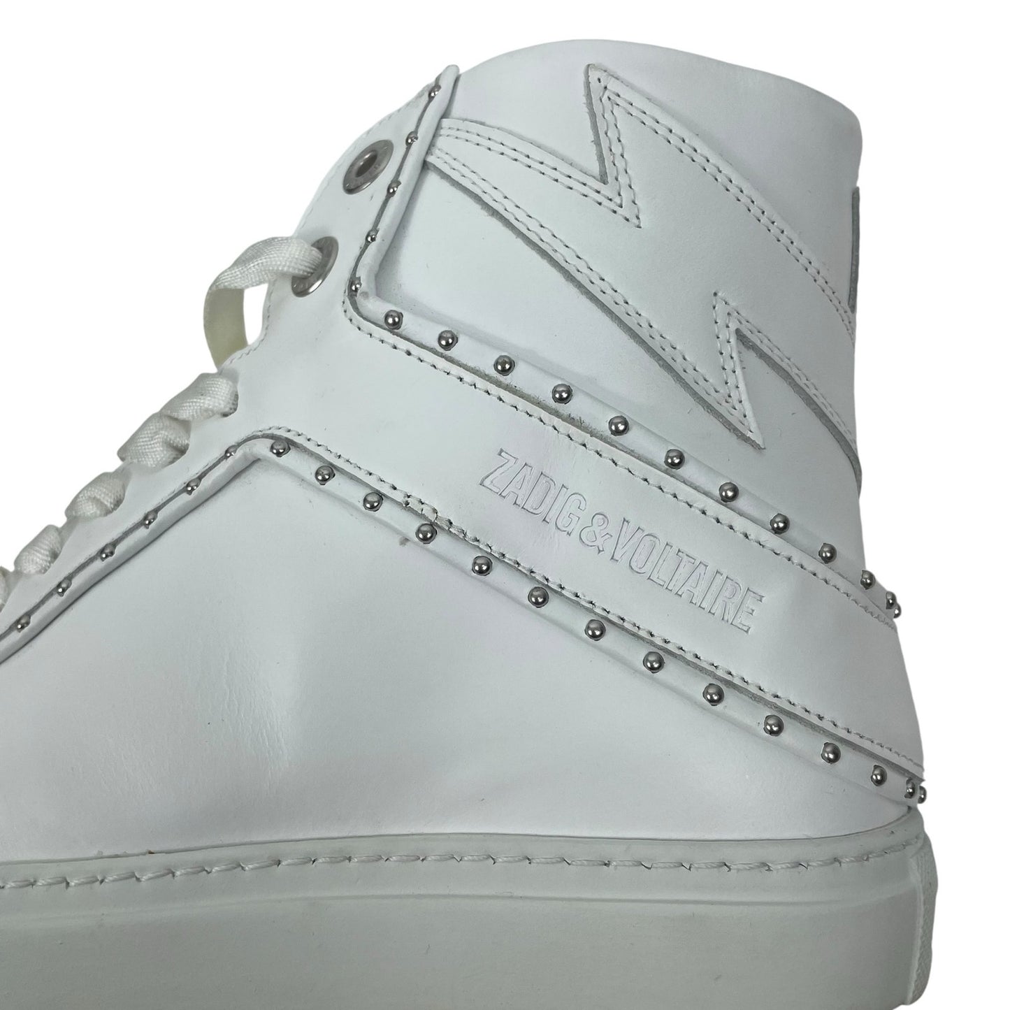 Zadig & Voltaire High Flash Studded Leather High Top Sneaker White Size 40