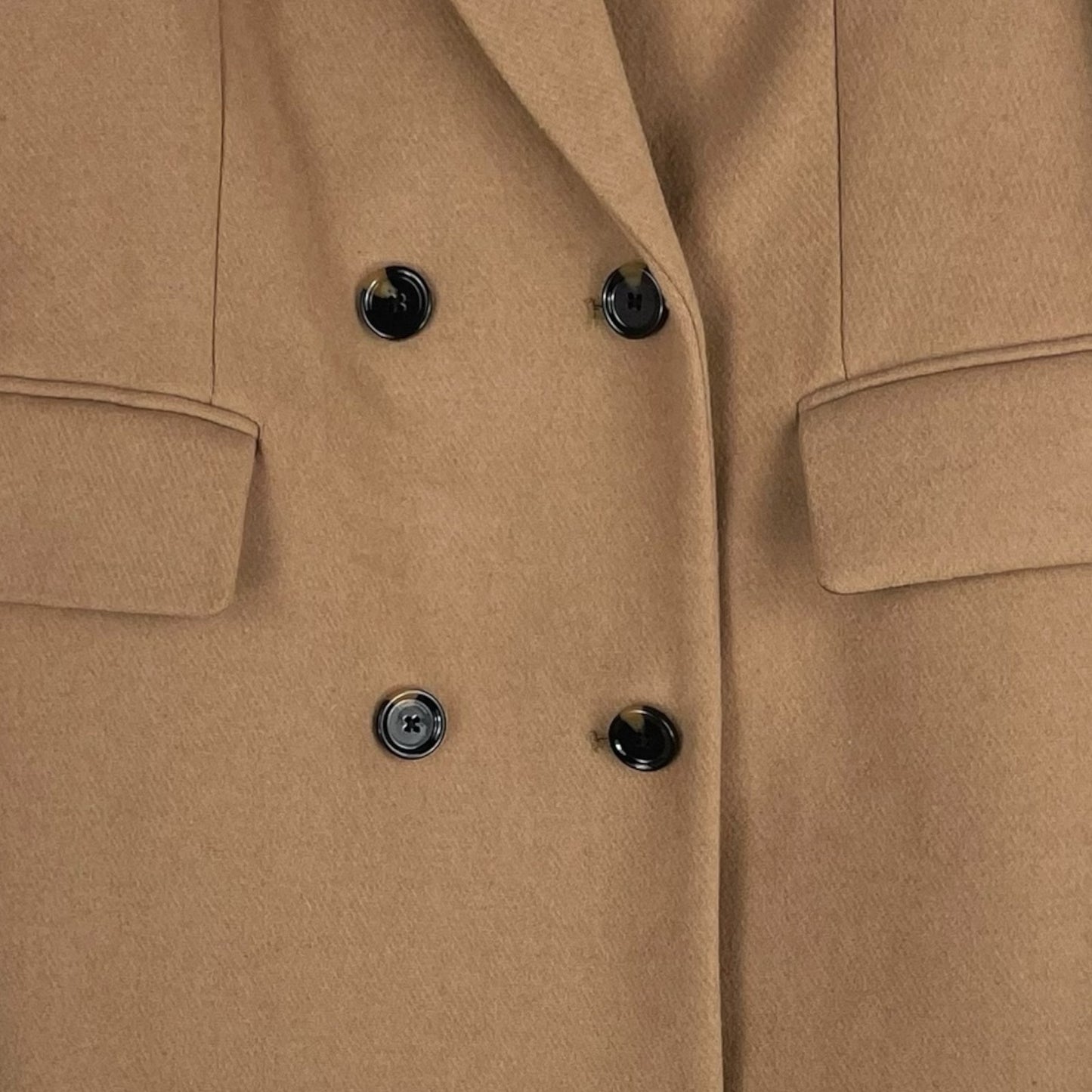 Mango MNG Tailored Double Breasted Wool Coat Camel Brown Size XL