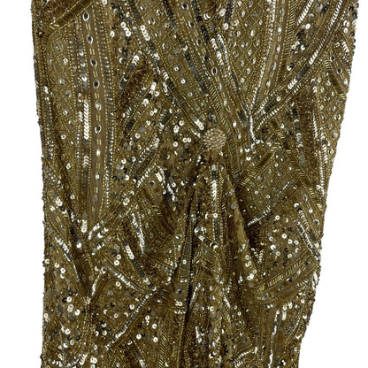 Ashley Lauren Sequin Open Back Evening Gown Formal Dress Gold Size 6