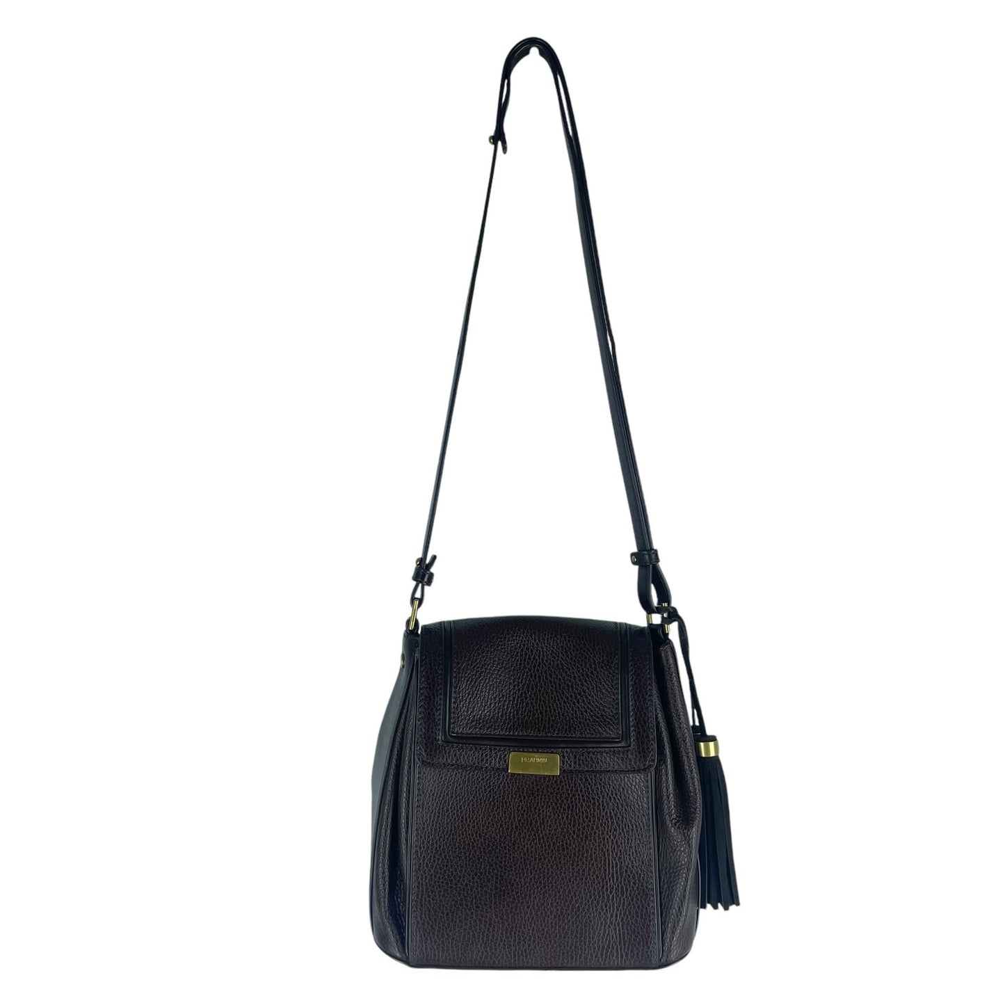 Brahmin Margo Tassel Flap Crossbody Bag Solid Chocolate Brown