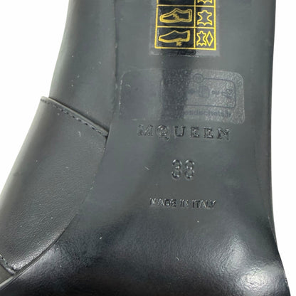 Alexander McQueen Heron Buckle Leather Heeled Boot Black Size 38