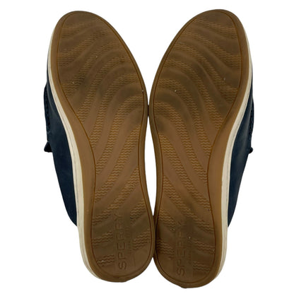 Sperry Mulefish Leather Boat Shoe Slip On Mules Slide Blue Size 7.5M