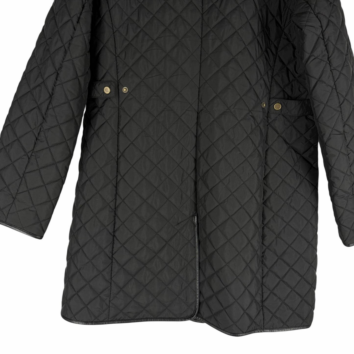 Lauren Ralph Lauren Hooded Quilted Long Coat Black Size L